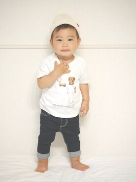 「POLO RALPH LAUREN（ポロ ラルフ ローレン）のアイテム（Tシャツ/カットソー、ホワイト系）」を使った、haru2018522さん（キッズ・90cm）の秋コーディネート