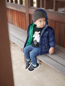 「POLO RALPH LAUREN（ポロ ラルフ ローレン）のアイテム（ダウンジャケット/コート、ブルー系）」を使った、haru2018522さん（キッズ・90cm）の冬コーディネート
