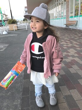 「no brand（ノーブランド）のアイテム（ブルゾン）」を使った、sou-ayaさん（キッズ・90cm）の冬コーディネート