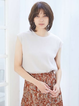 「Chaco closet（チャコ クローゼット）のワッフルフレンチスリーブ半袖T（Tシャツ/カットソー）」を使った、Chaco closet officialさん（レディース・165cm）の夏コーディネート