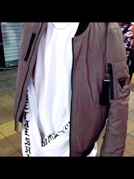 「Guess（ゲス）のアイテム（MA-1）」を使った、kaitoさん（メンズ・177cm）の秋コーディネート