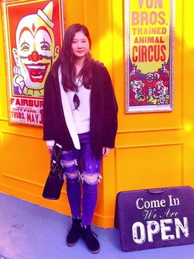 「ダメージスキニー」｜「アイテム（その他アウター）」を使った、maicoさん（レディース・161cm）の春コーディネート