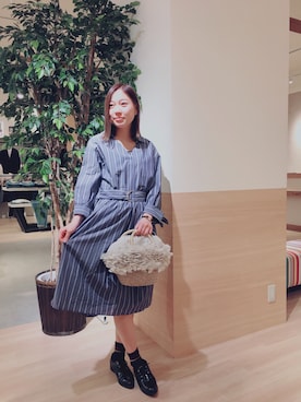 「HVC」｜「アイテム（シャツワンピース）」を使った、GRAND GLOBAL 高尾店さん（レディース・160cm）の春コーディネート