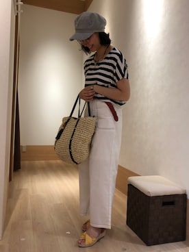 「アイテム（キャスケット）」を使った、GRAND GLOBAL 高尾店さん（レディース・160cm）の夏コーディネート