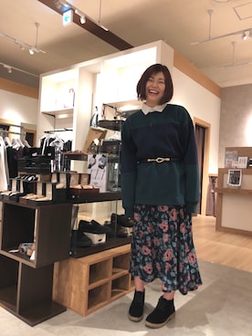 「HVC（エイチブイシー）のアイテム（ブーツ）」を使った、GRAND GLOBAL 高尾店さん（レディース・160cm）の秋コーディネート