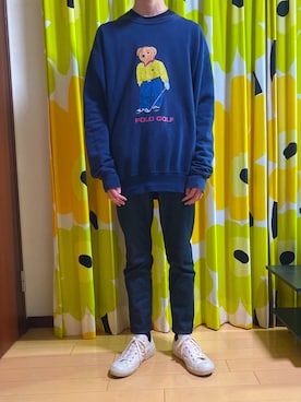 「ポロベアー」｜「アイテム（スウェット）」を使った、コバヤさん（メンズ・165cm）の春コーディネート