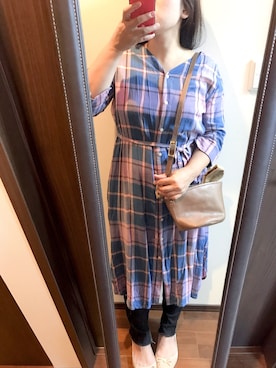 「チェック柄に恋してる」｜「アイテム（アンダーウェア）」を使った、あッこさん（レディース・154cm）の秋コーディネート