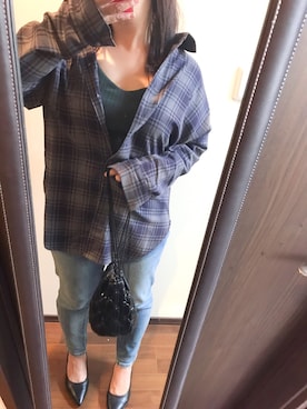 「アイテム（ブラジャー、ブラック系）」を使った、あッこさん（レディース・154cm）の秋コーディネート