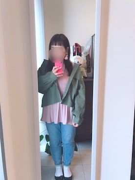 「ZOZO（ゾゾ）のスリムテーパードデニムパンツ［WOMEN］（デニムパンツ）」を使った、あッこさん（レディース・154cm）の春コーディネート