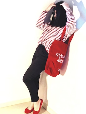 「メゾン キツネ(MAISON KITSUNE)」｜「アイテム（トートバッグ）」を使った、masさん（レディース・149cm）の春コーディネート
