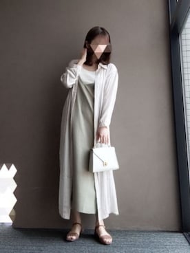 「キャミワンピ」｜「アイテム（シャツワンピース）」を使った、Escoltaさん（レディース・160cm）の春コーディネート