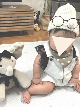 「no brand（ノーブランド）のアイテム（サロペット/オーバーオール）」を使った、pipiさん（キッズ・70cm）の夏コーディネート