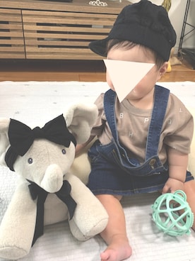 「部屋撮り」｜「アイテム（オールインワン・サロペット）」を使った、pipiさん（キッズ・70cm）の夏コーディネート