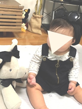 「no brand（ノーブランド）のアイテム（サロペット/オーバーオール）」を使った、pipiさん（キッズ・70cm）の夏コーディネート