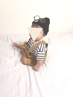 「西松屋（ニシマツヤ）のアイテム（サロペット/オーバーオール）」を使った、pipiさん（キッズ・70cm）の夏コーディネート