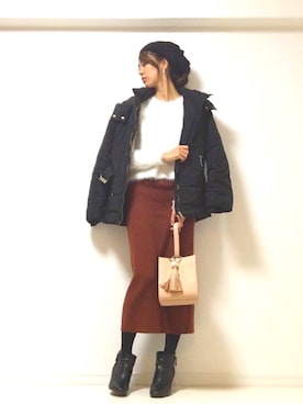 「H&M（エイチ・アンド・エム）のアイテム（ダウンジャケット/コート）」を使った、mii☺︎さん（レディース・162cm）の冬コーディネート