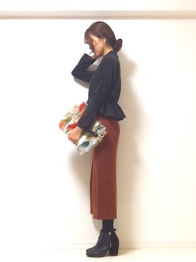 「ファークラッチ」｜「アイテム（ブーツ）」を使った、mii☺︎さん（レディース・162cm）の冬コーディネート