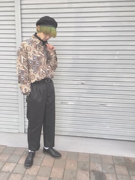 「SPINNS（スピンズ）のアイテム（ハンチング/ベレー帽）」を使った、ばんびさん（メンズ・178cm）の冬コーディネート