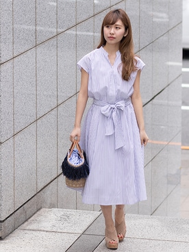 「NATURAL BEAUTY BASIC（ナチュラルビューティーベーシック）のアイテム（シャツワンピース）」を使った、NBB STAFF 08さん（レディース・158cm）の春コーディネート