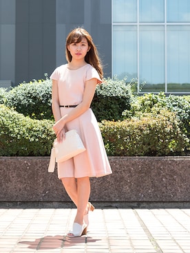 「アイテム（ワンピース、ピンク系）」を使った、NBB STAFF 08さん（レディース・158cm）の春コーディネート