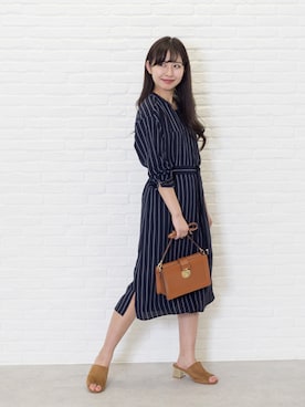 「NATURAL BEAUTY BASIC（ナチュラルビューティーベーシック）のアイテム（シャツワンピース）」を使った、NBB STAFF 08さん（レディース・158cm）の春コーディネート