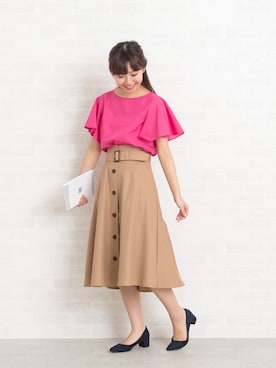 「フレアスリーブ」｜NBB STAFF 08さん（レディース・158cm）の夏コーディネート