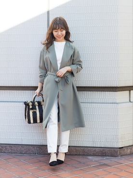 「NATURAL BEAUTY BASIC（ナチュラルビューティーベーシック）のアイテム（その他アウター）」を使った、NBB STAFF 08さん（レディース・158cm）の春コーディネート