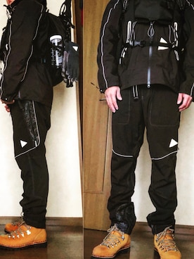「and wander（アンドワンダー）のアイテム（ブーツ）」を使った、calpasさん（メンズ・172cm）の冬コーディネート