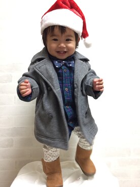 「combimini（コンビミニ）のアイテム（ジャケット/アウター）」を使った、Annさん（キッズ・70cm）の冬コーディネート