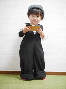 「GLOBAL WORK（グローバルワーク）のアイテム（オールインワン・サロペット）」を使った、Annさん（キッズ・70cm）の冬コーディネート