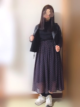 「ホワイトスニーカー」｜「アイテム（ライダースジャケット）」を使った、もりさん（レディース・154cm）の春コーディネート