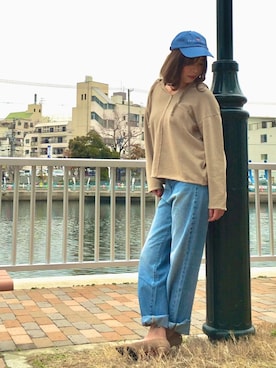 「ノーティードッグ」｜「アイテム（キャップ）」を使った、ayuuさん（レディース・160cm）の冬コーディネート