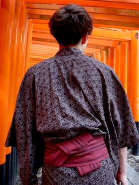 「アイテム（浴衣、ブラウン系）」を使った、hiro.さん（メンズ・173cm）の夏コーディネート