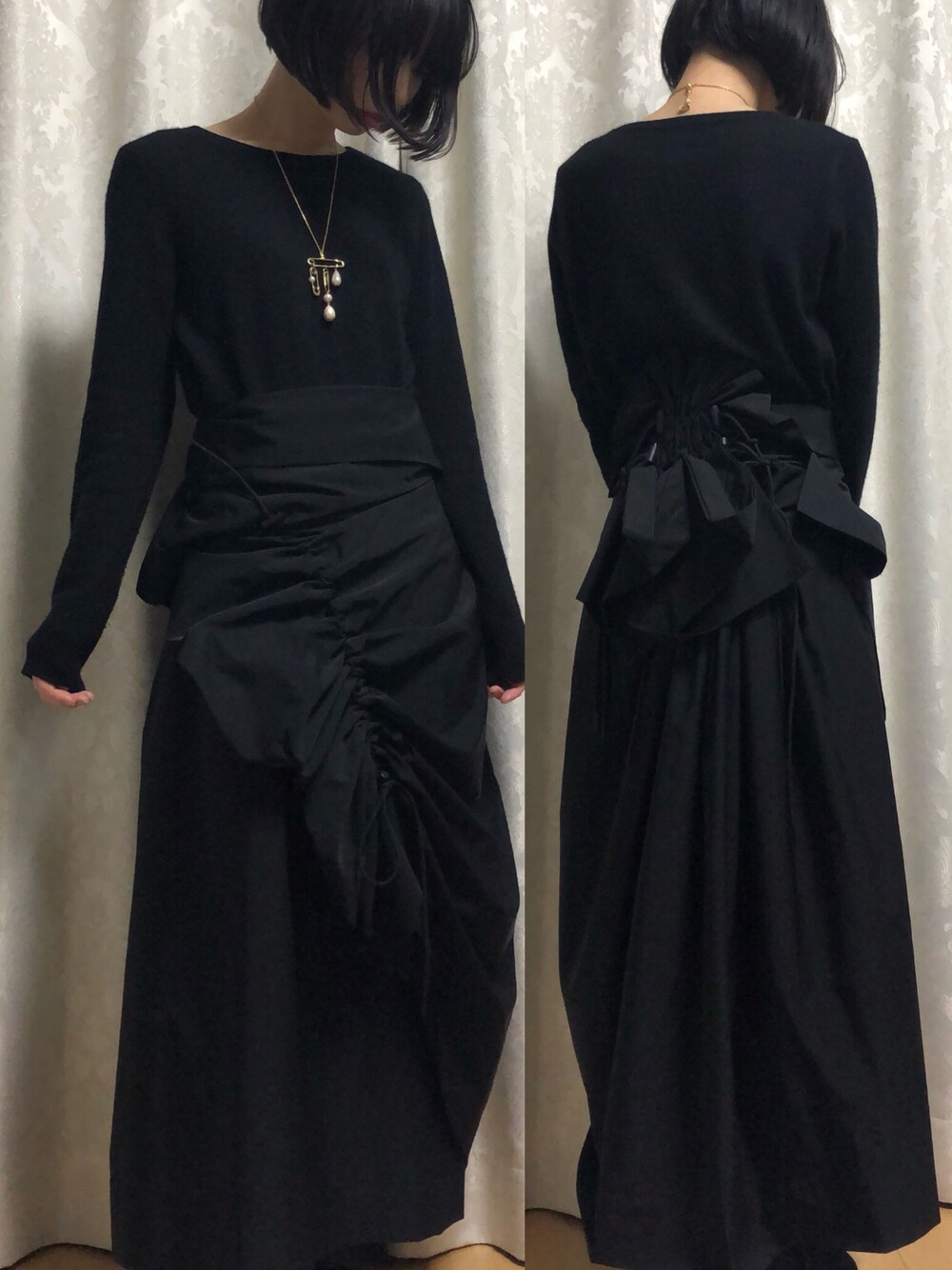 「Vivienne Westwood、1325 issey miyake、UNIQLO」｜「1325 ISSEY MIYAKEのアイテム（スカート、ブラック系）」を使った、きょこさん（レディース・155cm）の春コーディネートの1枚目の写真