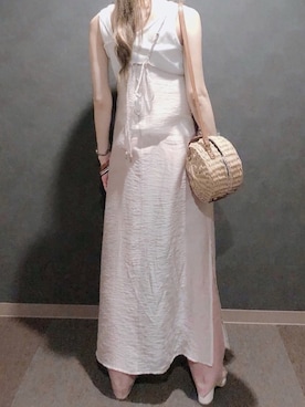 「センタープレスパンツ」｜「アイテム（ワンピース/ドレス）」を使った、shiroさん（レディース・158cm）の夏コーディネート