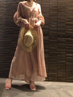 「Chico（チコ）のアイテム（シャツワンピース）」を使った、shiroさん（レディース・158cm）の夏コーディネート