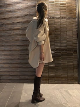 「レザーブーツ」｜「アイテム（その他）」を使った、shiroさん（レディース・158cm）の秋コーディネート