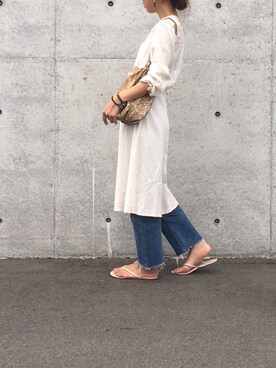 「vintage style」｜「アイテム（ビーチサンダル）」を使った、riicaaさん（レディース・160cm）の夏コーディネート