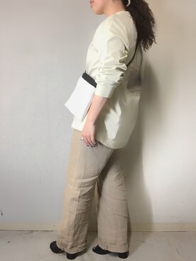 「スエット」｜「アイテム（サンダル）」を使った、クロマメさん（レディース・161cm）の春コーディネート