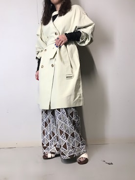 「TATRAS（タトラス）のアイテム（トレンチコート）」を使った、クロマメさん（レディース・161cm）の春コーディネート