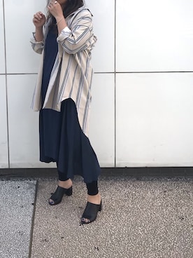 「ビッグシャツ」｜「アイテム（ワンピース/ドレス）」を使った、クロマメさん（レディース・161cm）の夏コーディネート