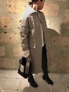 「シアタープロダクツ(THEATRE PRODUCTS)」｜「アイテム（ブーツ）」を使った、クロマメさん（レディース・161cm）の秋コーディネート
