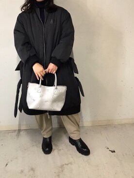 「RE LEAN（レリーン）のアイテム」を使った、クロマメさん（レディース・161cm）の冬コーディネート