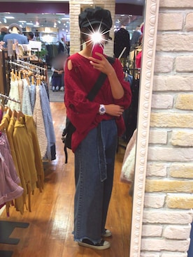 「ゆったりシルエット」｜「アイテム（帽子）」を使った、まいさん（レディース・163cm）の秋コーディネート