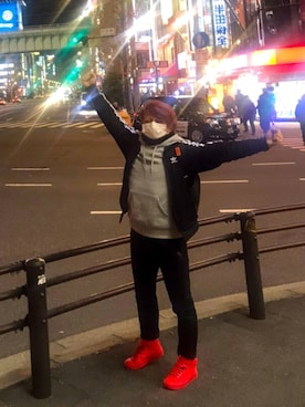 「アイテム（ジャージ）」を使った、miqyuroさん（メンズ・165cm）の冬コーディネート
