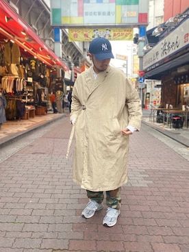 「BEAVER上野」｜「アイテム（ステンカラーコート）」を使った、Turkeyさん（メンズ・173cm）の春コーディネート