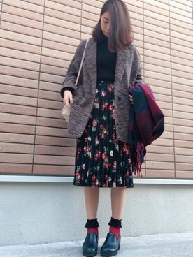 「H&M（エイチ・アンド・エム）のアイテム（ワンピース/ドレス）」を使った、shimさん（レディース・162cm）の冬コーディネート