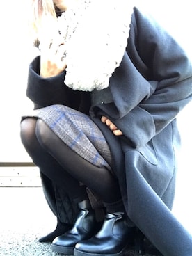 「OZOC（オゾック）のアイテム（ノーカラージャケット）」を使った、Harumakiさん（レディース・155cm）の冬コーディネート