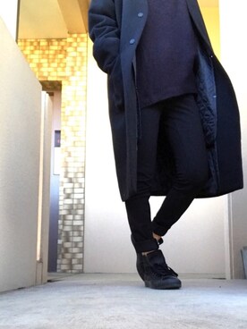 「OZOC（オゾック）のアイテム（ノーカラージャケット）」を使った、Harumakiさん（レディース・155cm）の冬コーディネート