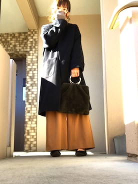 「OZOC（オゾック）のアイテム（ノーカラージャケット）」を使った、Harumakiさん（レディース・155cm）の冬コーディネート